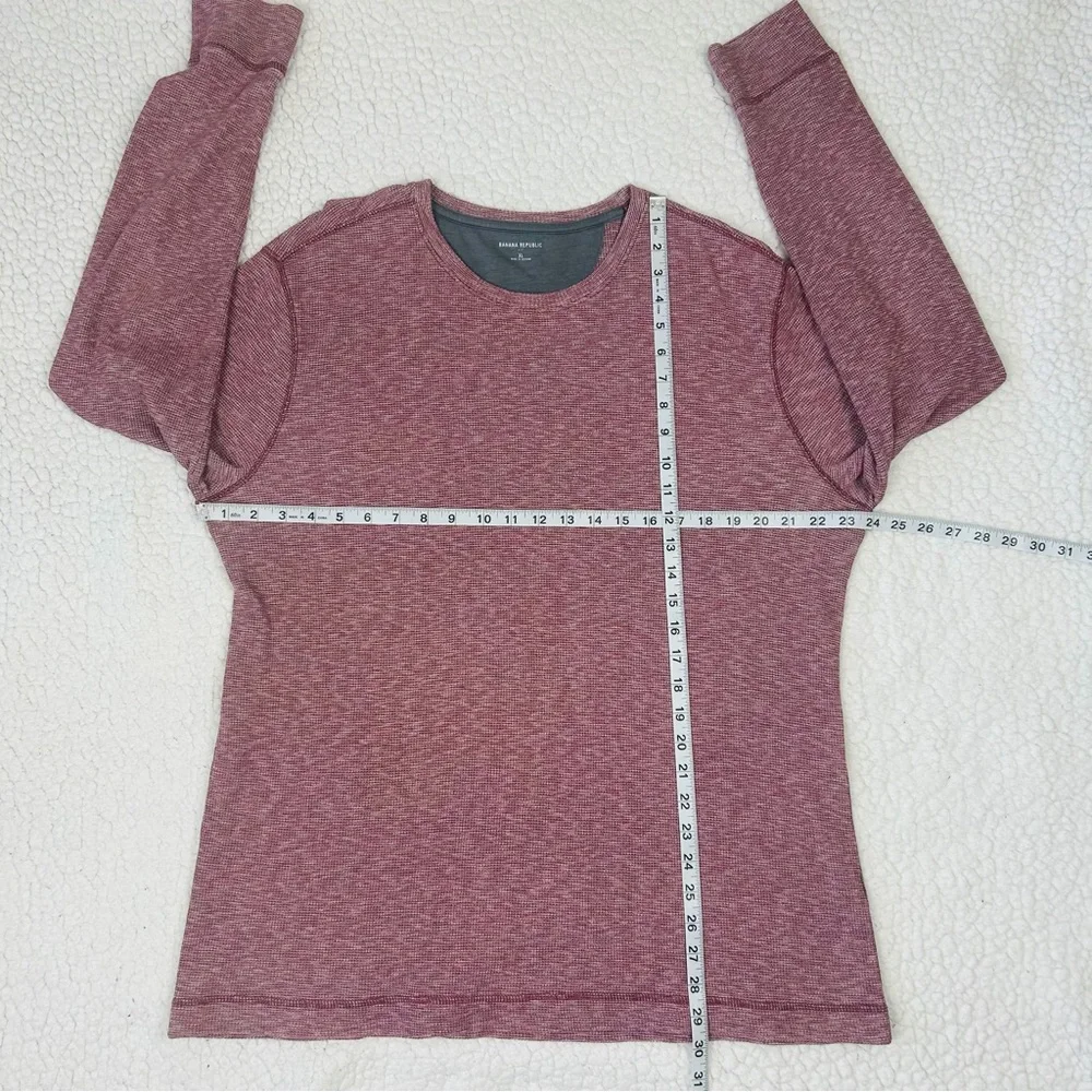 Banana Republic Thermal Shirt Men's XL Heather Gray Red Set of 2 Long Sleeve